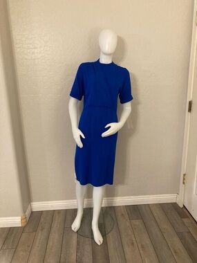 Vintage 1970’s St. John Royal Blue Santana Knit Midi Dress Size 4